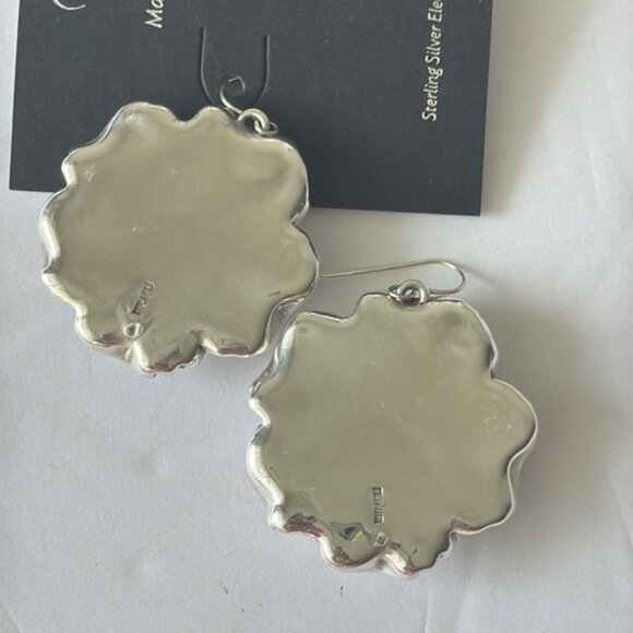 E&L Sterling Silver Rose Flower Electroform Earrings Israel 2 3/8" - Picture 10 of 11